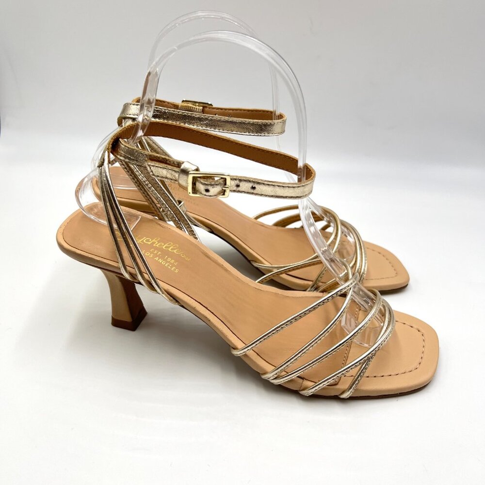 Seychelles Size 6 Starboard Gold Leather Strappy Kitten Heels Dress Sandals